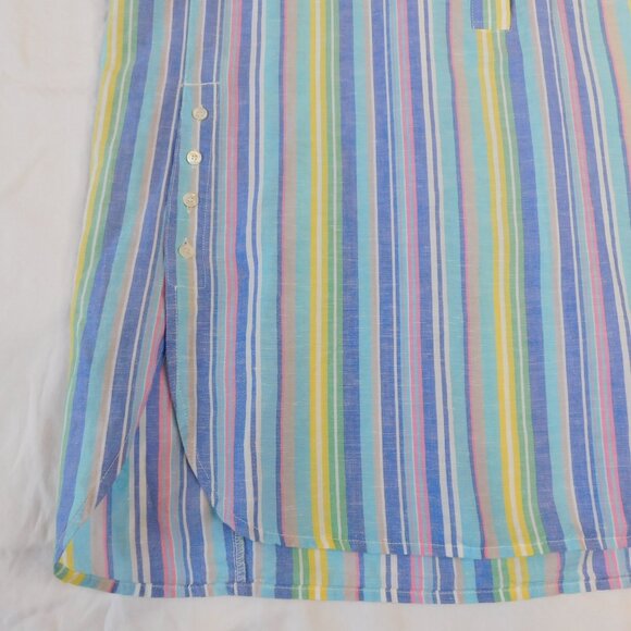 J. McLaughlin Fallon Blouse | Blue/Pink Multi Crayon | Linen & Cotton | NWT | L - Picture 3 of 11